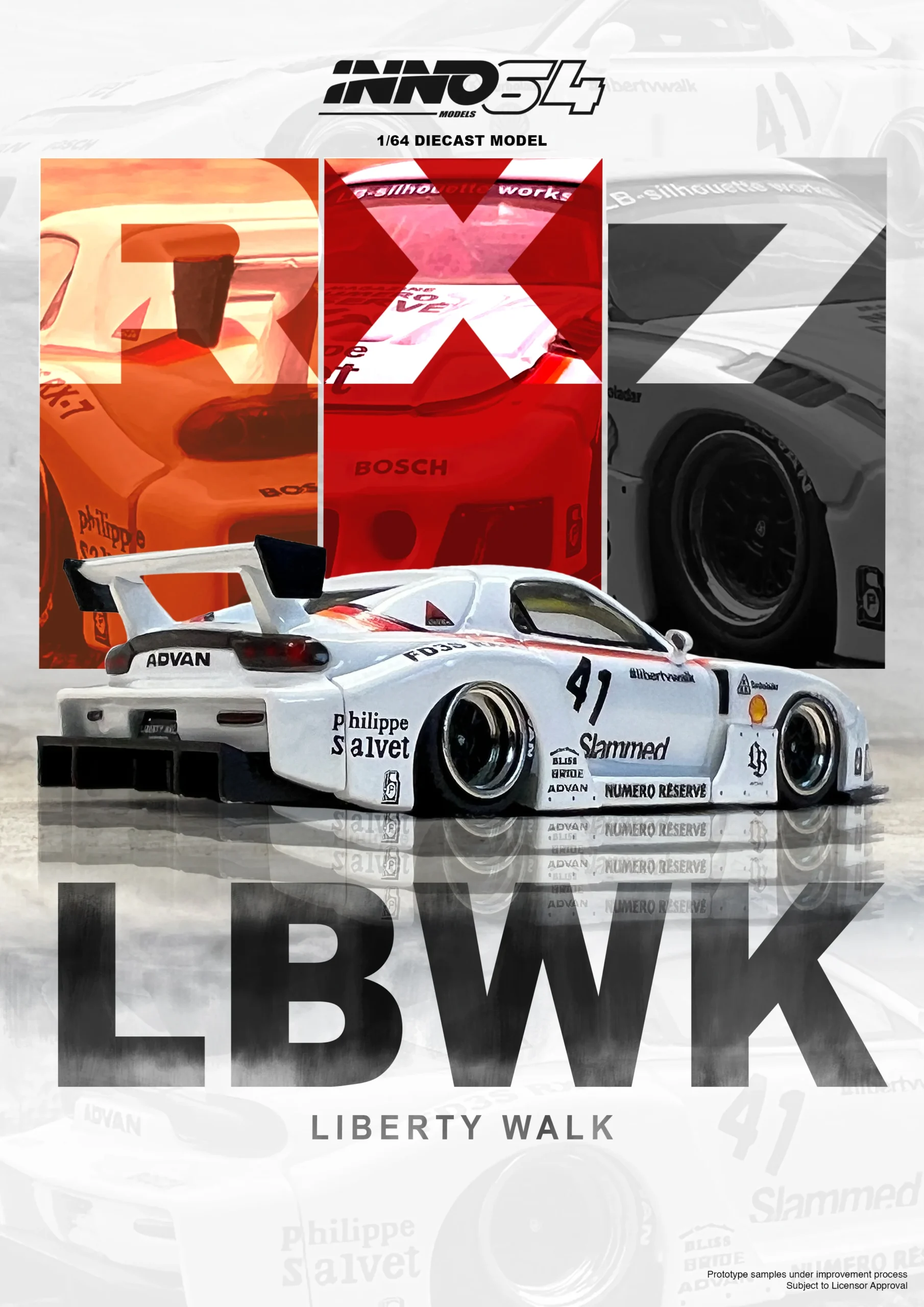 INNO64 164 Mazda RX7 (FD3S) LB SUPER SILHOUETTE LBWK RX7 WHITE