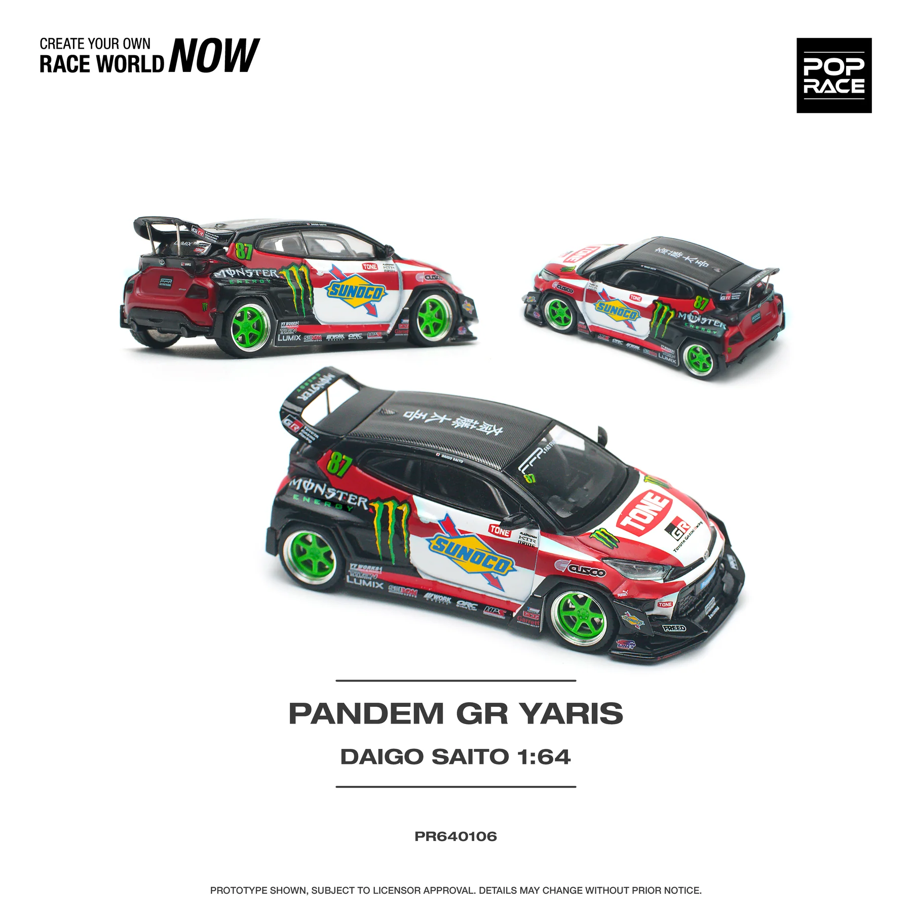 POPRACE 1:64 PR640106 PANDEM GR YARIS DAIGO SAITO - Image 3