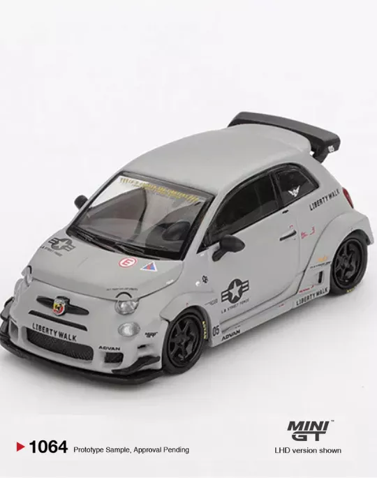 MINIGT 164 MGT01064 Abarth 595 LB WORKS x Abas Works Fighters Matte Grey QATAR DOHA