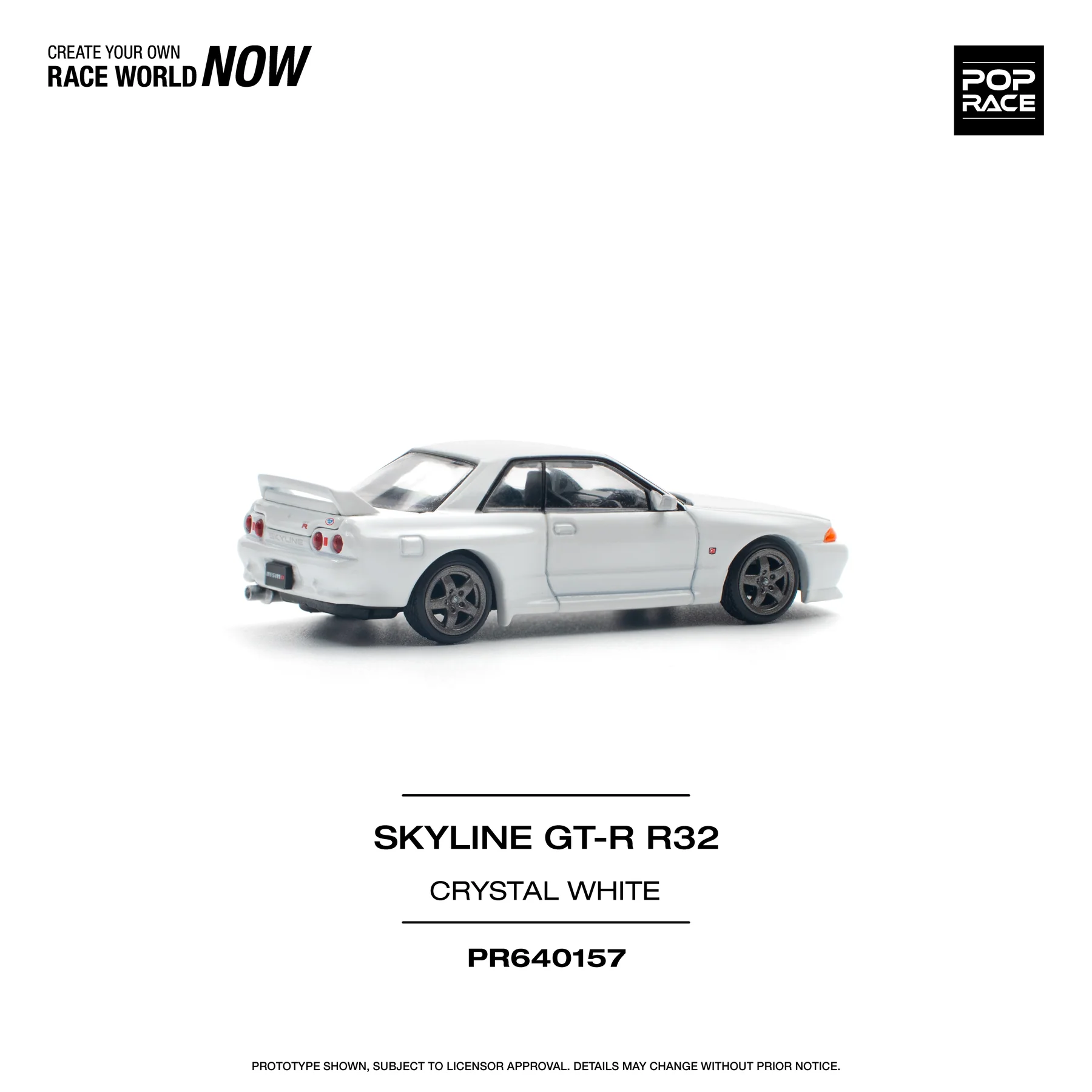 PR640157 POPRACE 1:64 NISSAN SKYLINE GT-R R32 CRYSTAL WHITE - Image 6