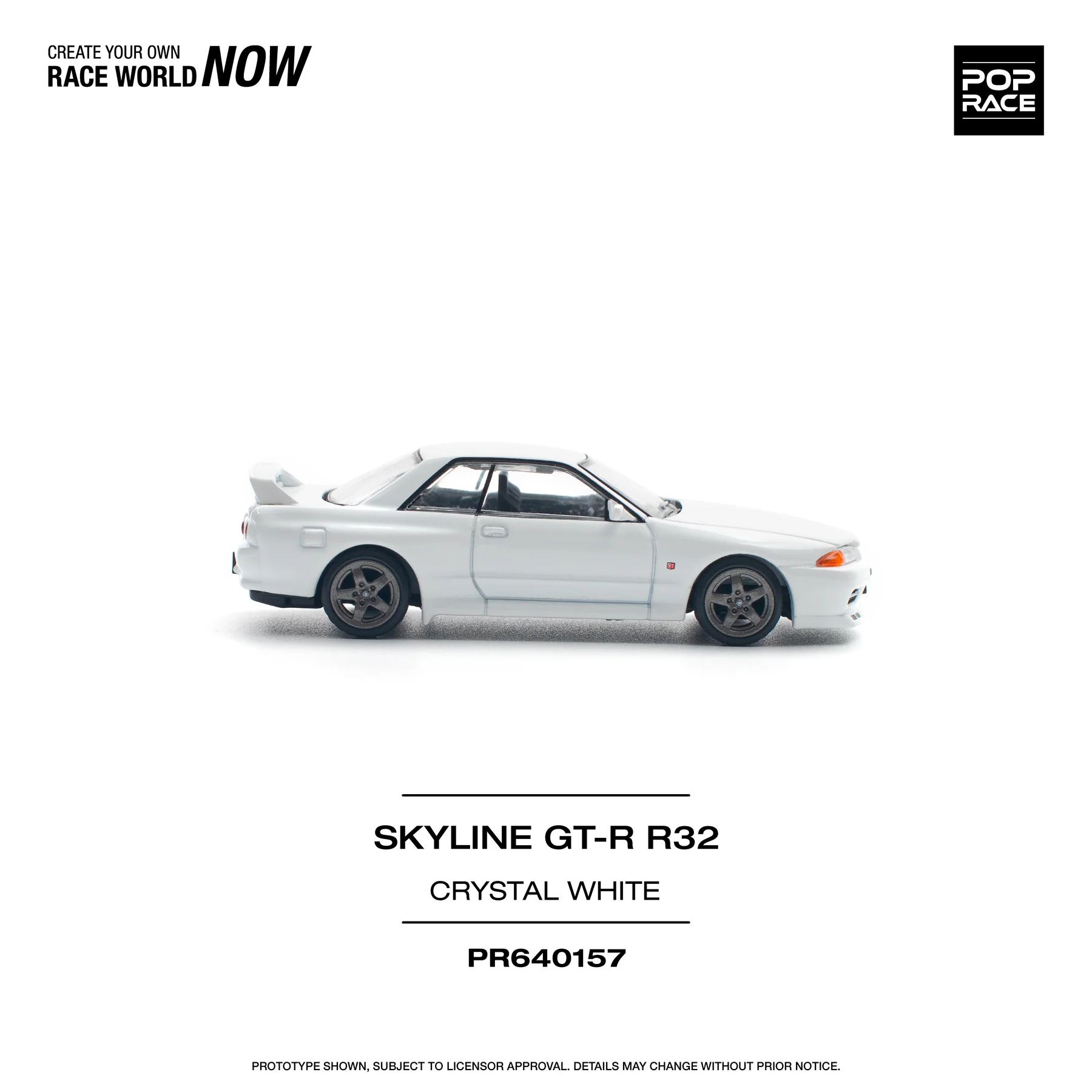 PR640157 POPRACE 1:64 NISSAN SKYLINE GT-R R32 CRYSTAL WHITE - Image 5