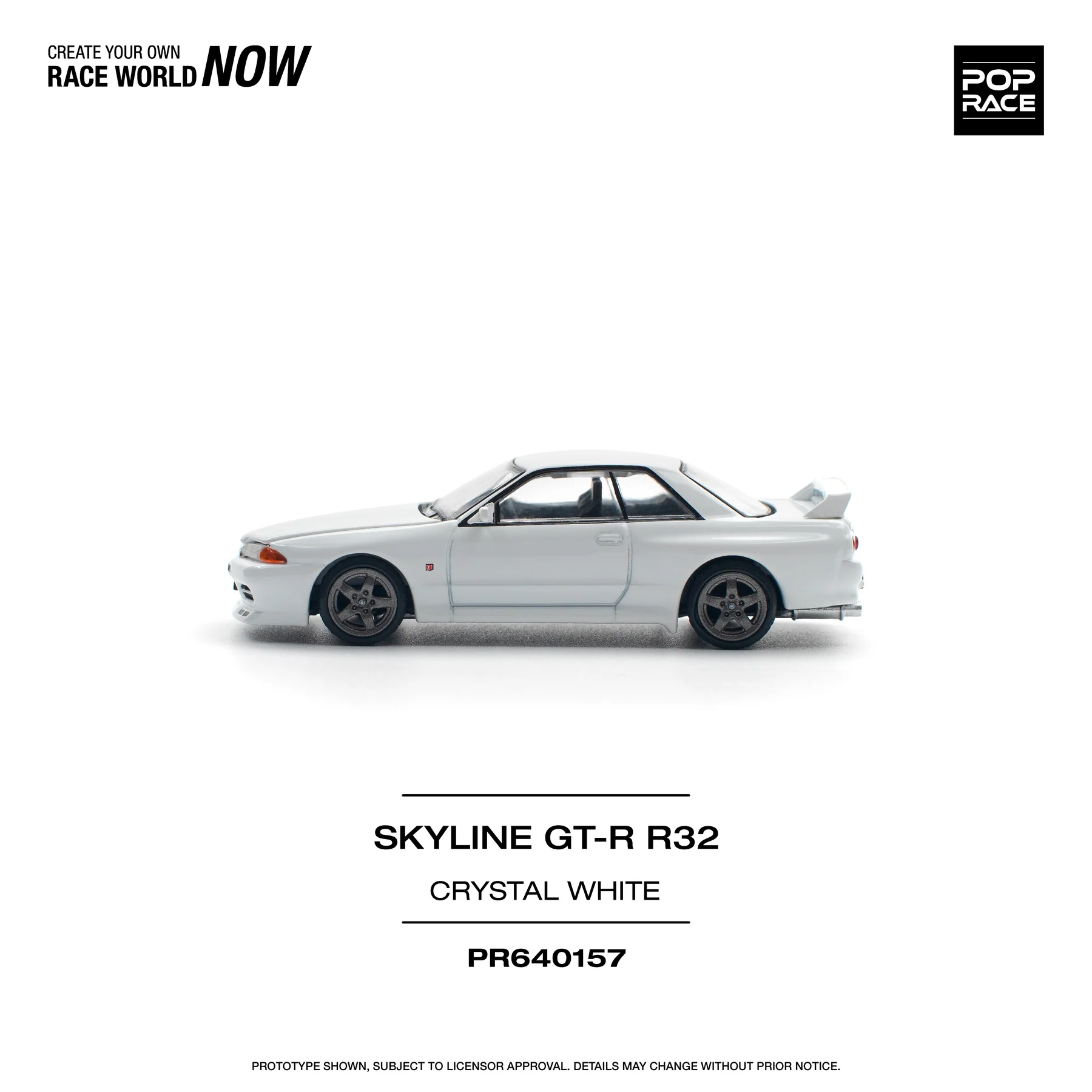 PR640157 POPRACE 1:64 NISSAN SKYLINE GT-R R32 CRYSTAL WHITE - Image 4