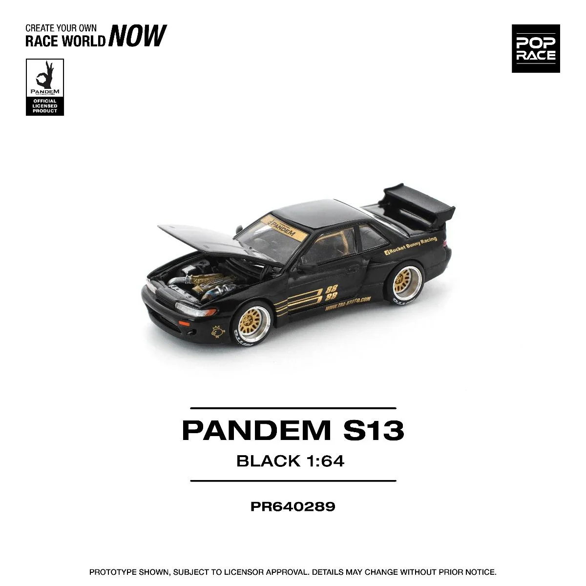 PR640289 POPRACE 1:64 PANDEM Nissan Silvia S13 - Black - Image 2