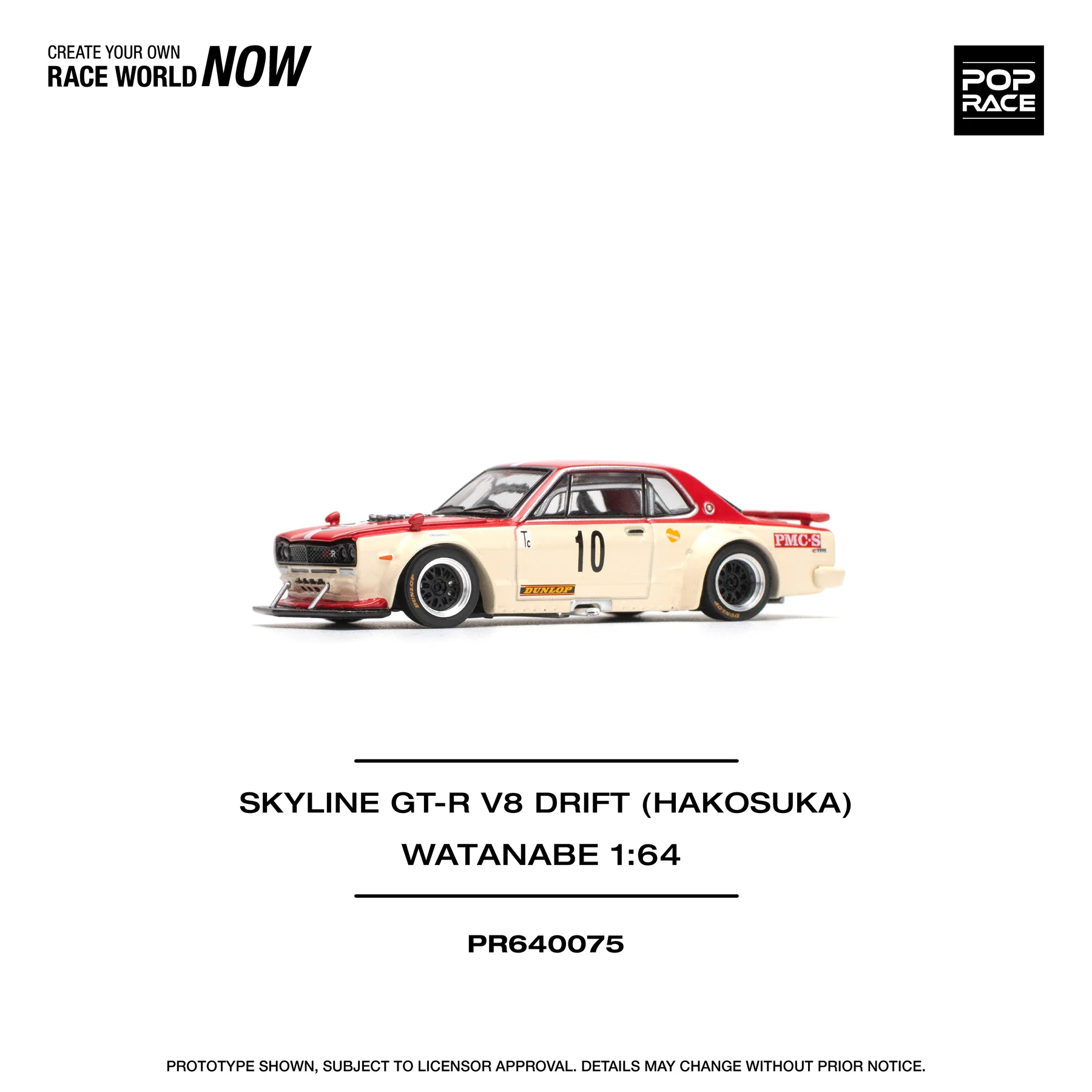 POPRACE 1:64 NISSAN SKYLINE GT-R V8 DRIFT (HAKOSUKA) WATANABE PR640075