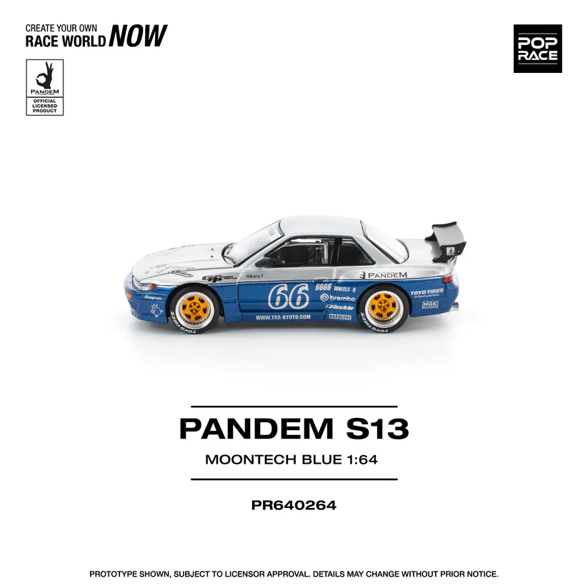 PR640264 POPRACE 1:64 PANDEM NISSAN SILVIA S13 MOONTECH BLUE - Image 2