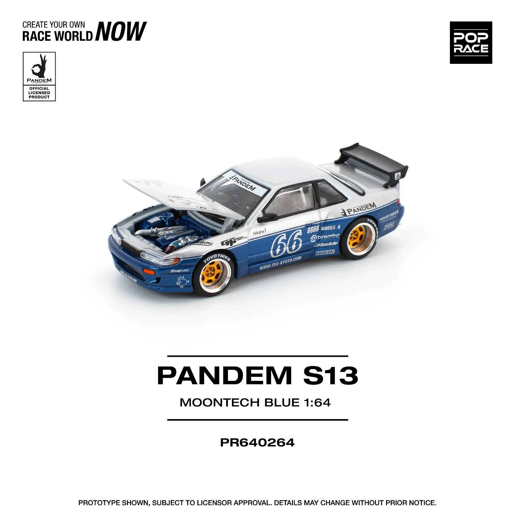 PR640264 POPRACE 1:64 PANDEM NISSAN SILVIA S13 MOONTECH BLUE