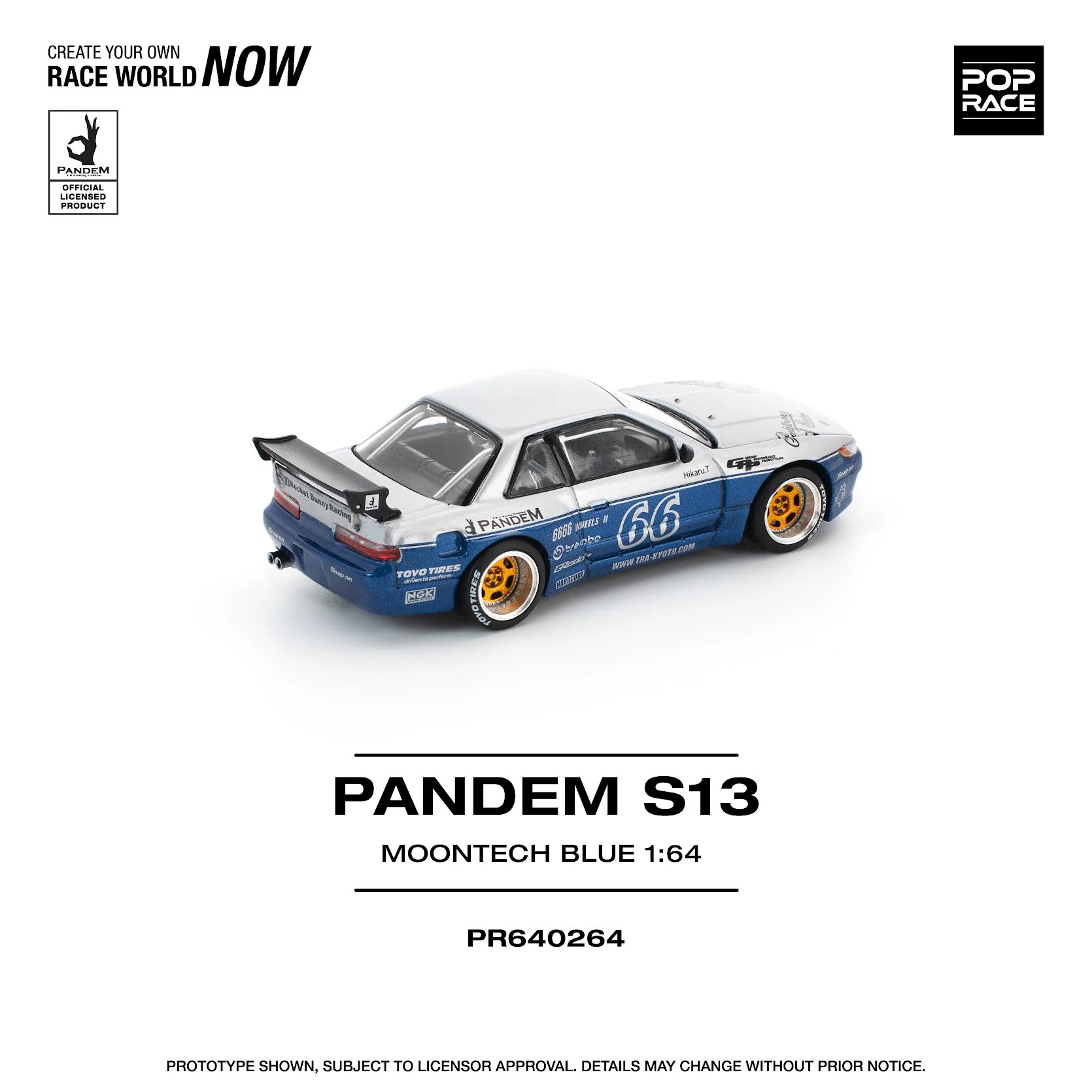 PR640264 POPRACE 1:64 PANDEM NISSAN SILVIA S13 MOONTECH BLUE