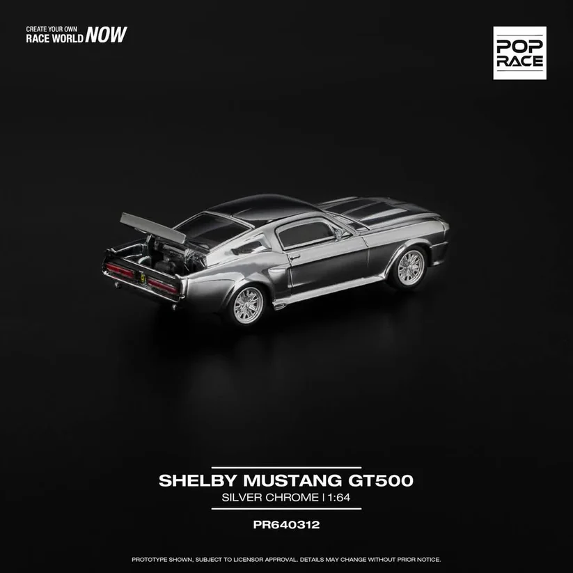PR640312 POPRACE 1:64 SHELBY MUSTANG GT500 SILVER CHROME - Image 2