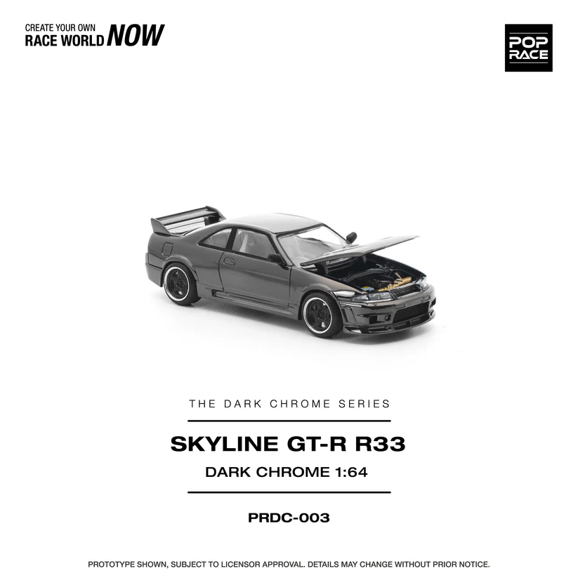 PRDC003 POP RACE 1:64 NISSAN R33 GT-R DARK CHROME - Image 3