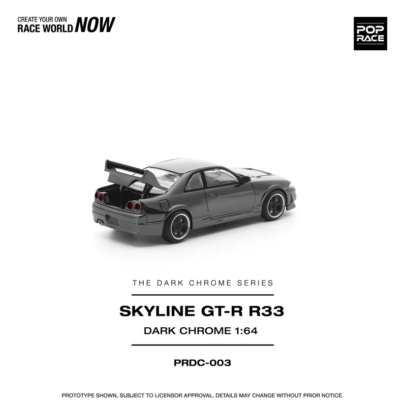 PRDC003 POP RACE 1:64 NISSAN R33 GT-R DARK CHROME