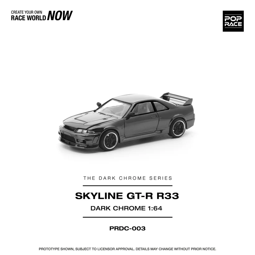 PRDC003 POP RACE 1:64 NISSAN R33 GT-R DARK CHROME